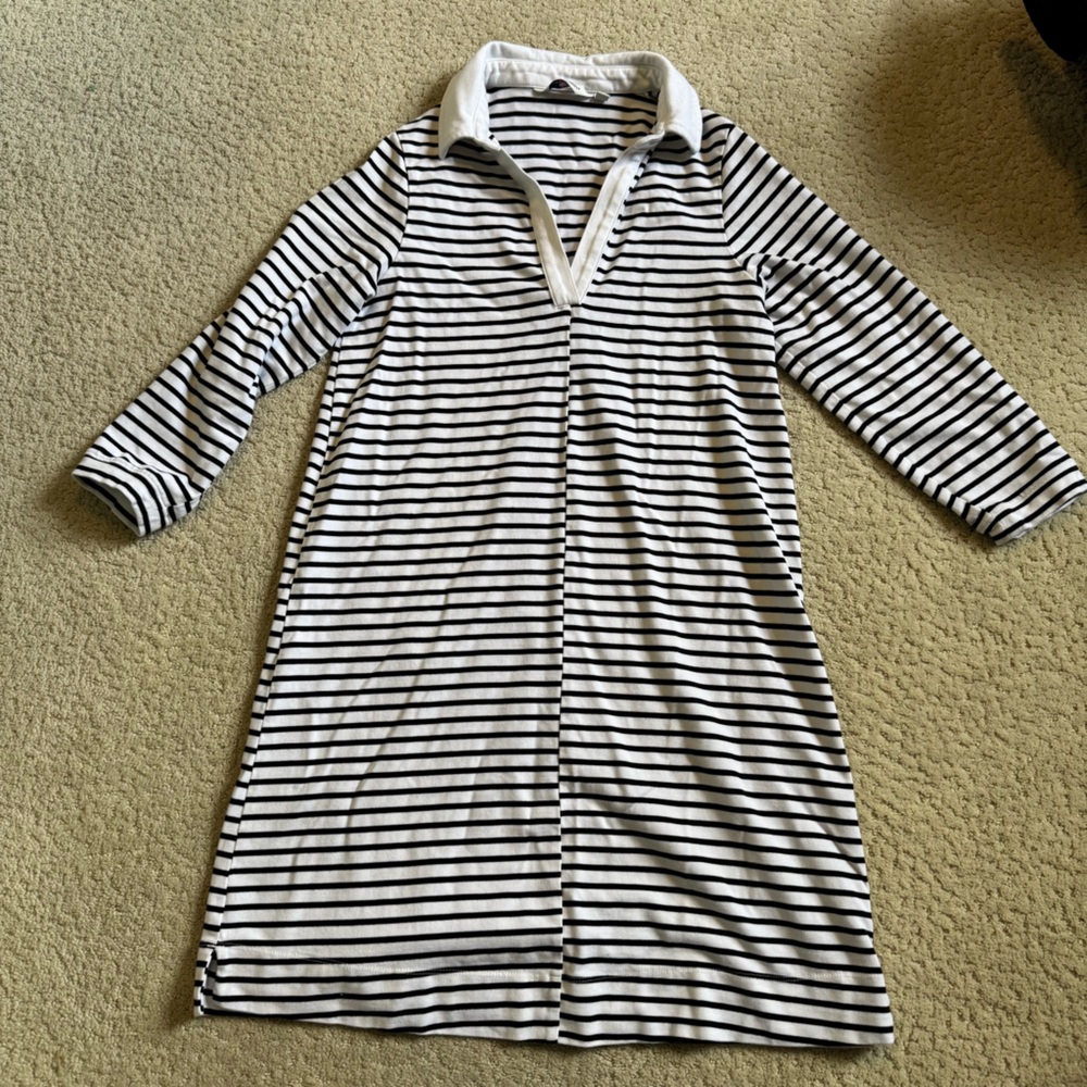 Vineyard Vines Navy Blue and White Striped Dress
